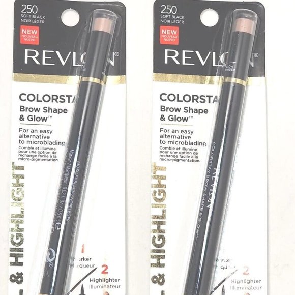 Revlon Brow Shape & Glows #250 / Soft Black LOT 2 pcs Alternative Microblading - Picture 1 of 1